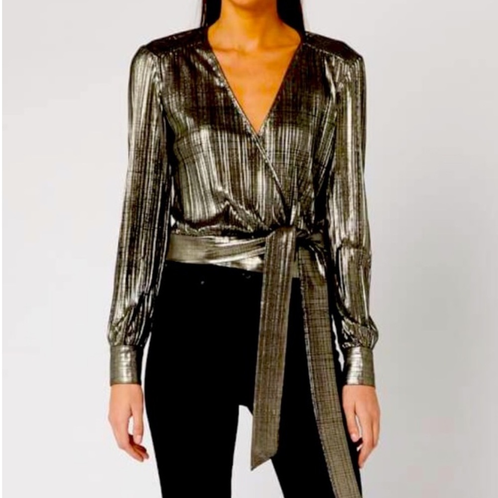 Ted Baker WMB ELWIRA Gold Wrap Around Blouse